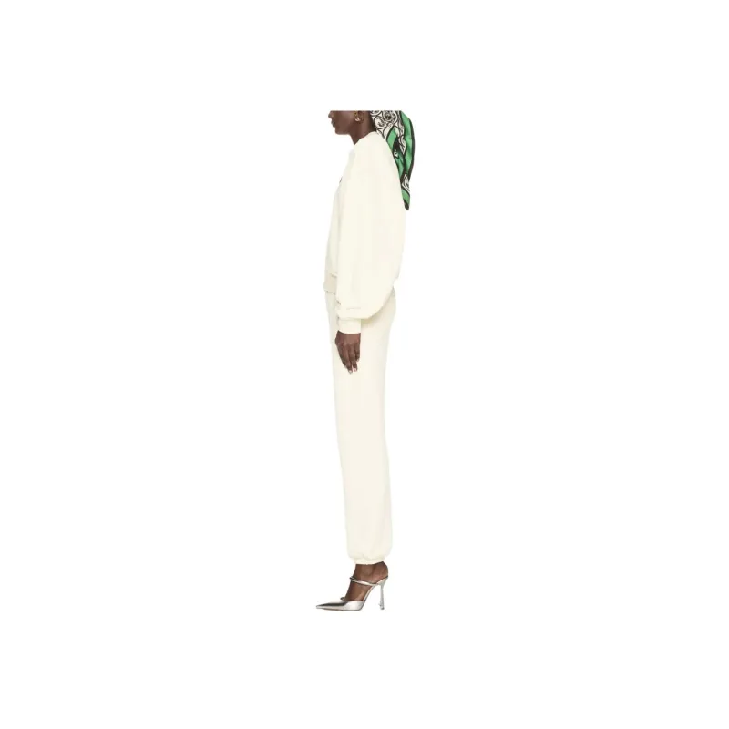 OFF WHITE OW Print Cotton Track Pants Cream White-3