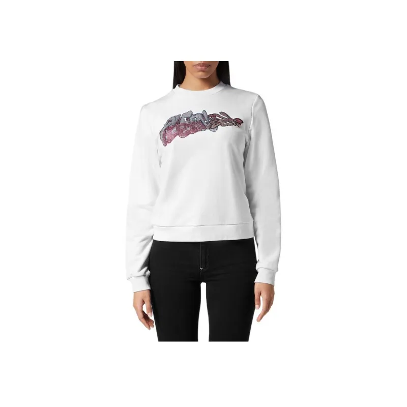 PHILIPP PLEIN Sweatshirt Roundneck Bombing Graffiti Sweatshirt Women's White-2