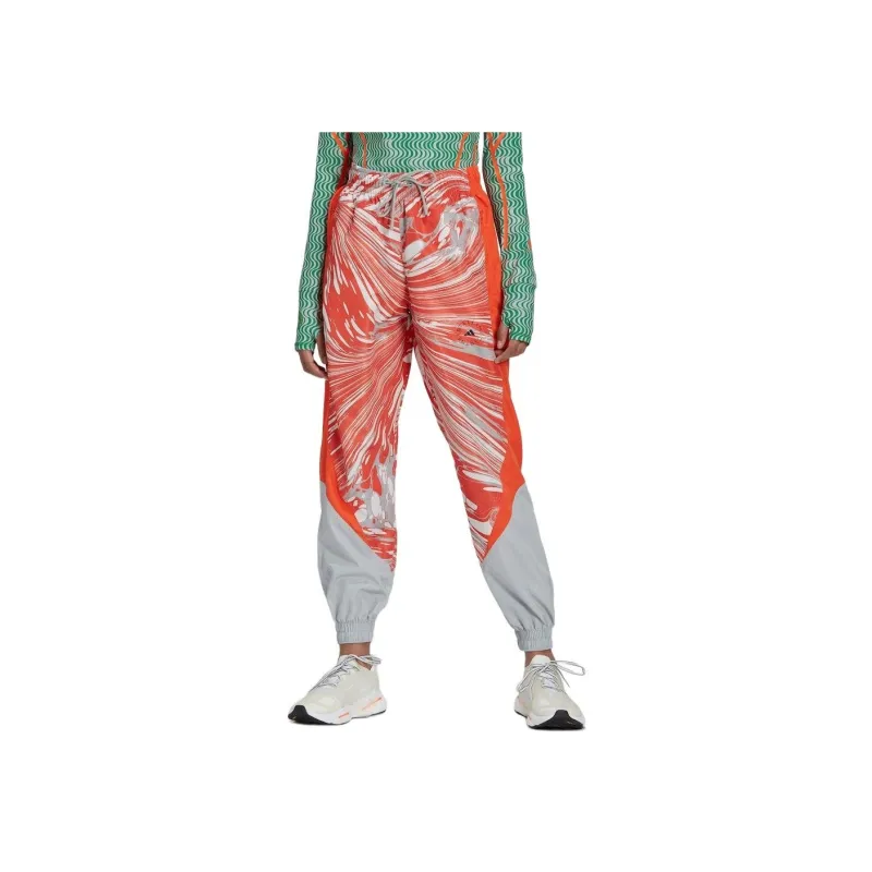 Adidas PRINTED WOVEN TRACK PANTS Casual Pants Women's Light Cyan Gray/Half Impact Orange-2
