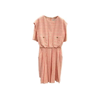 CHANEL Short Sleeved Dresses Women's Pink White
