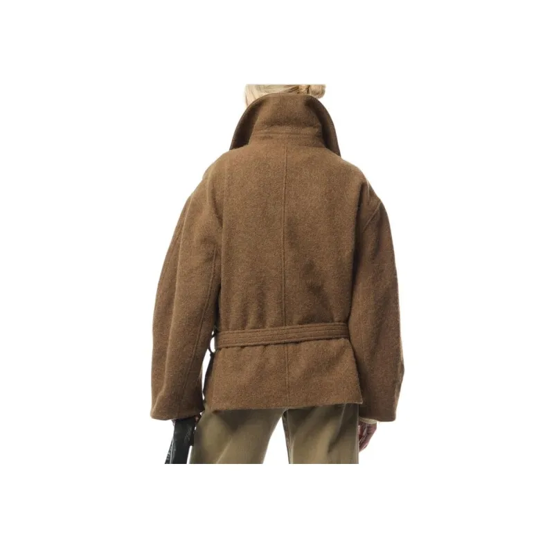 Lemaire Short Asymmetrical Bathrobe Coat 'Brown'-3