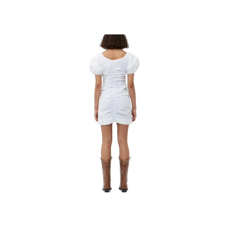 GANNI Short Sleeved Dresses Women's Bright White-2