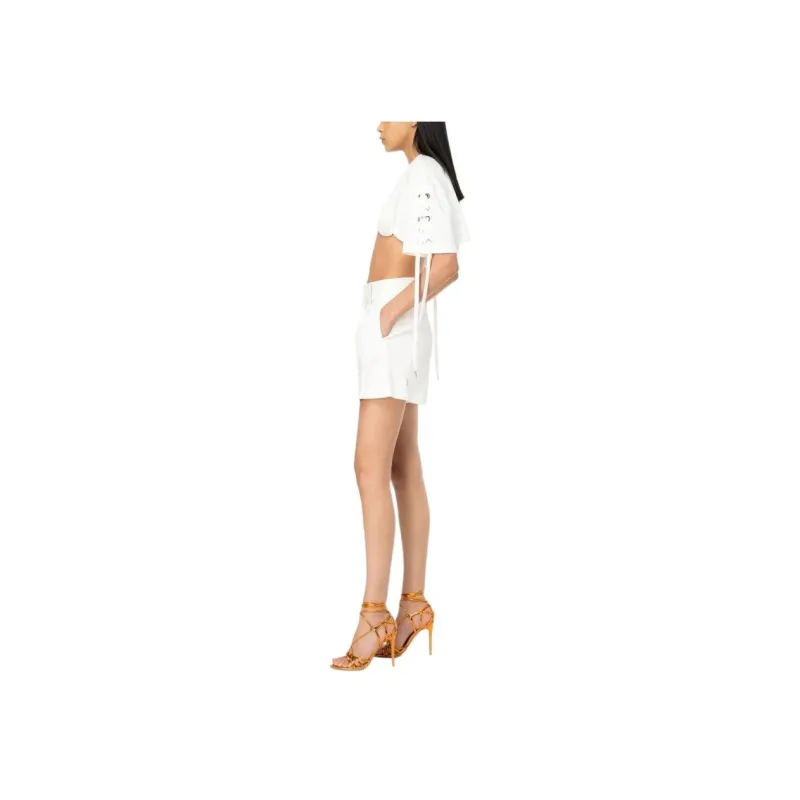 PINKO Tailored Linen Shorts Casual Shorts Women's White-4