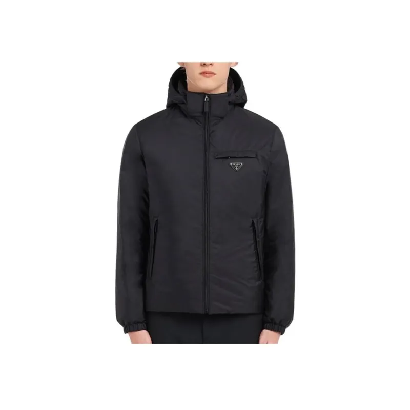 PRADA Logo Hooded Puffer Jacket-5