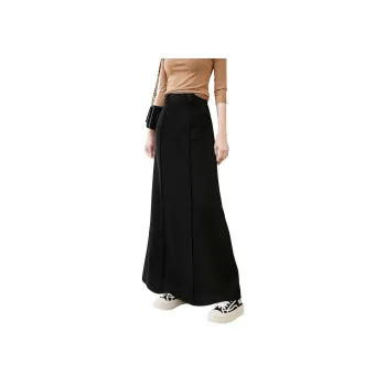 Late White Casual Long Skirts Women's Black