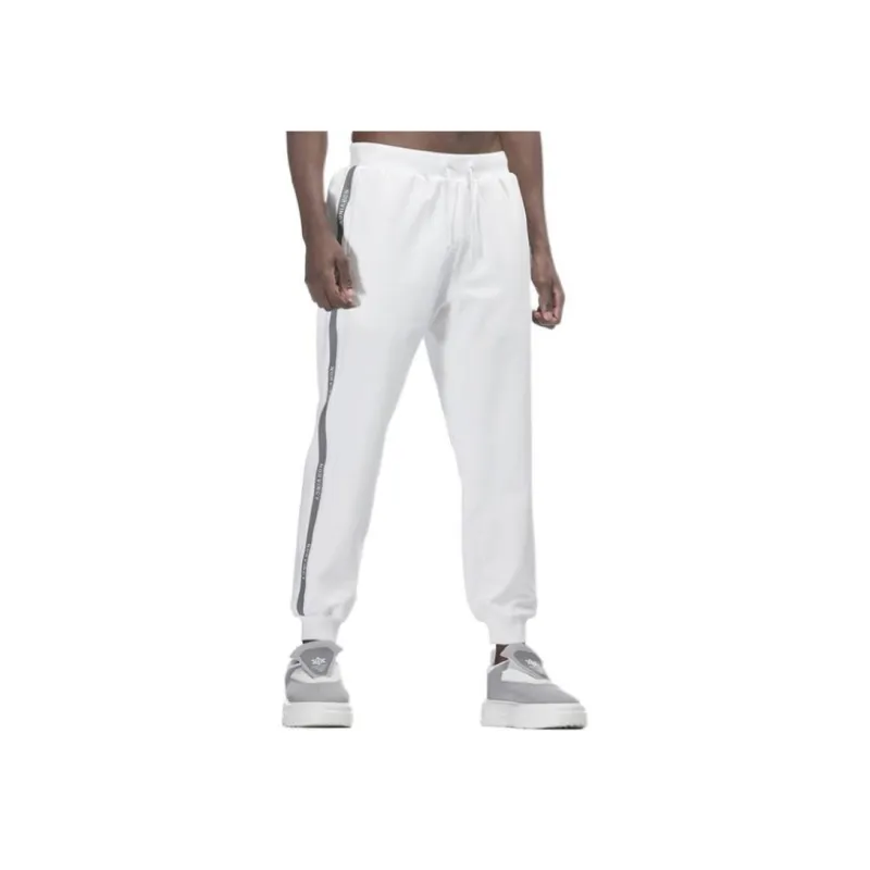 NORVINCY Elastic Cuff Stretch Knitted Sweatpants Unisex White-0