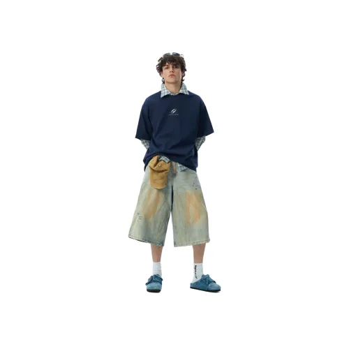 JHYQ 블루 남녀공용 데님 반바지