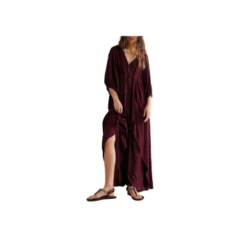 FREE PEOPLE Plenty Of Love Maxi Long-Sleeved Dresses Women's Port Royale/Royal Harbor