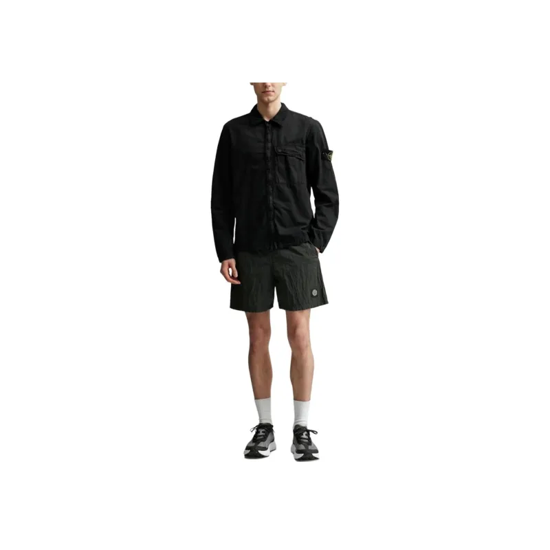 STONE ISLAND Long Sleeved Zip Up Shirt-4