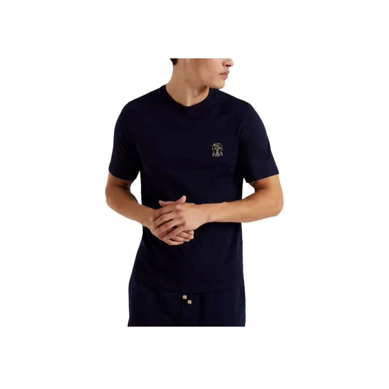 Brunello Cucinelli Logo embroidered Cotton T shirt-1