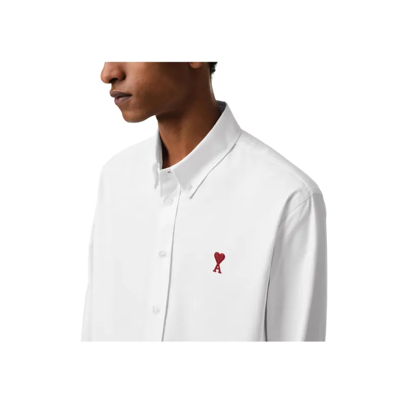 Ami Paris Ami De Coeur Logo Embroidered Shirt-5