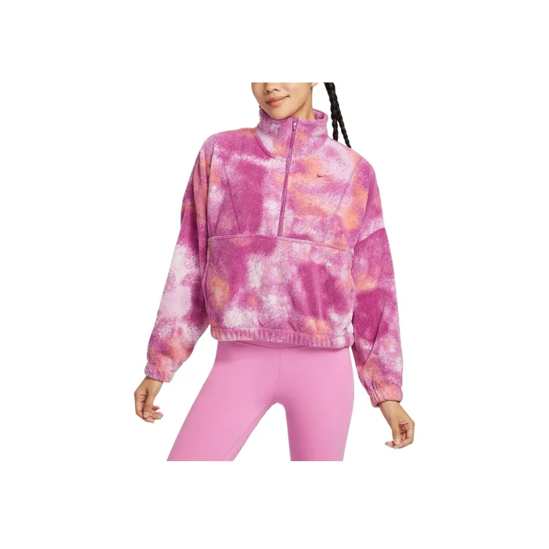Nike One Women's Therma-FIT Oversized 1/2-Zip Fleece Printed Top-3