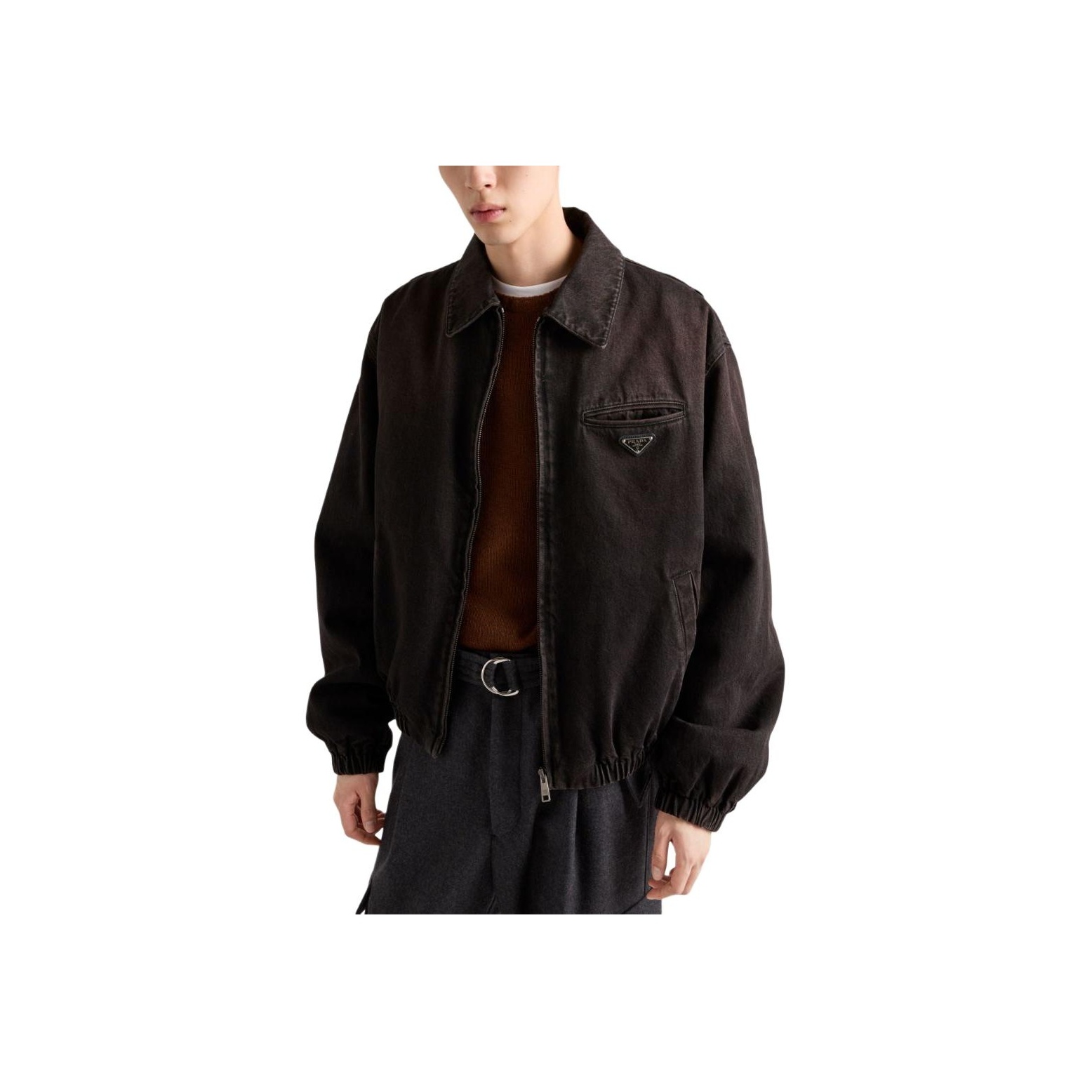 PRADA Padded Denim Bomber Jacket - POIZON