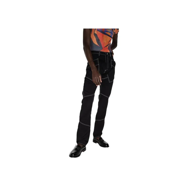 Sulvam Patchwork Tailored Straight-leg Trousers-1