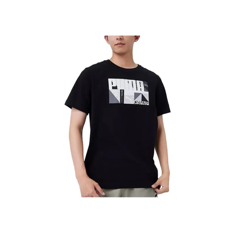 PUMA Basic Graphic MONOGRAM T Shirt Men's Black-2