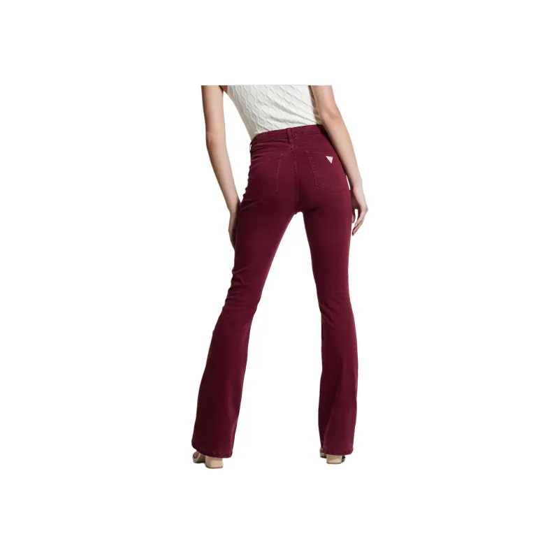 GUESS Eco Sexy Flare Velvet Pants Jeans Women's Burgundy-1
