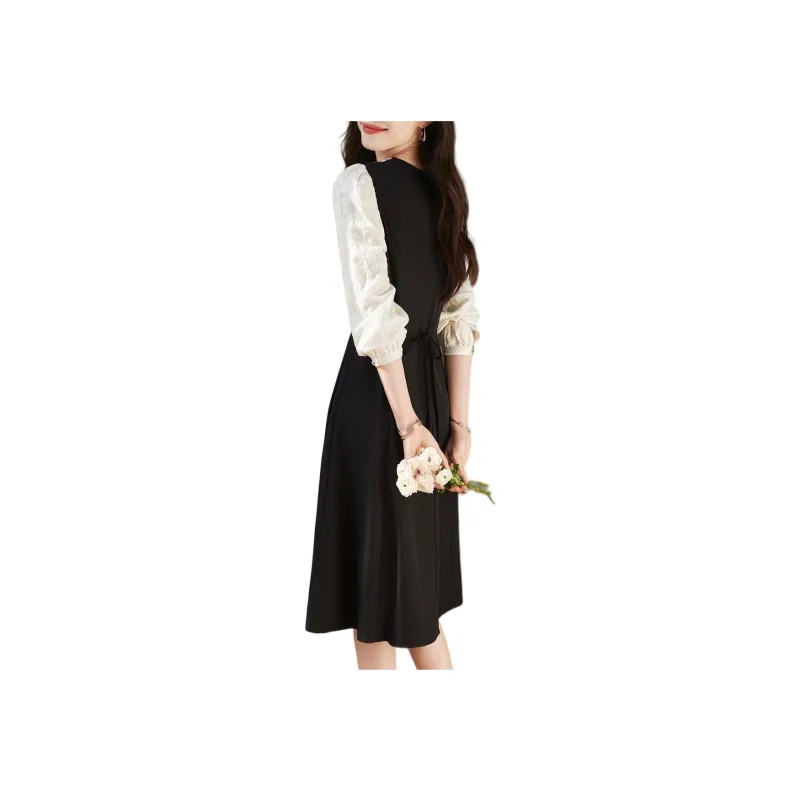 Mo Han Yi Mei Long Sleeved Dress Women's Black-0