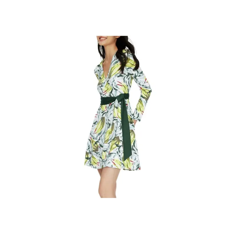 DVF Diane Von Furstenberg SS24 Long-Sleeved Dresses Women's Fresh Green-3