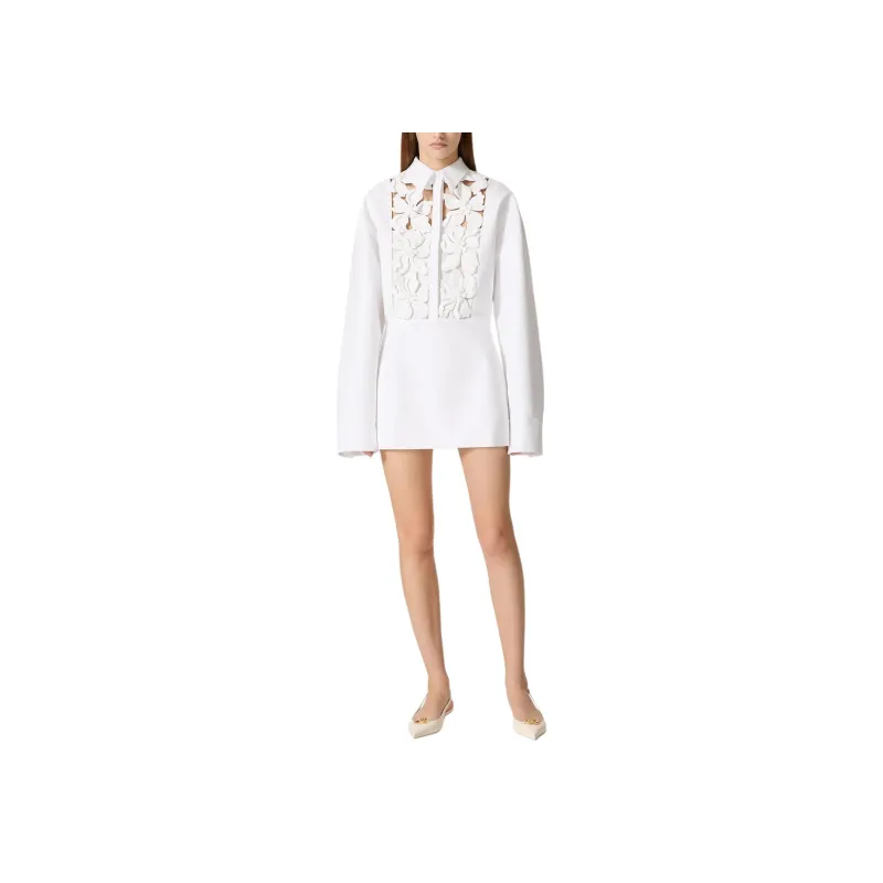 Valentino SS24 Long Sleeved Dress Women's White-1