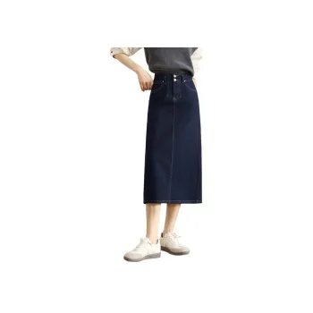 HIPPIEMISS Denim Long Skirts Women's Normal Washed Blue