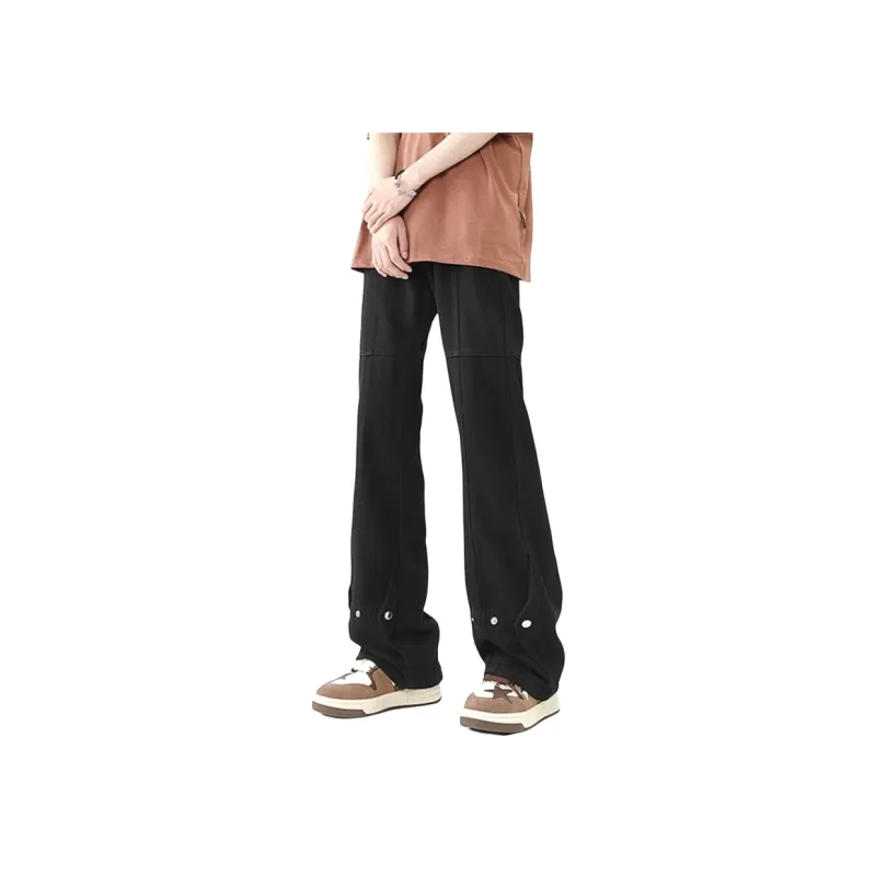 POLAR BEAR Thin Refreshing Jeans Unisex Bootcut Yellow Mud Black Pants-4