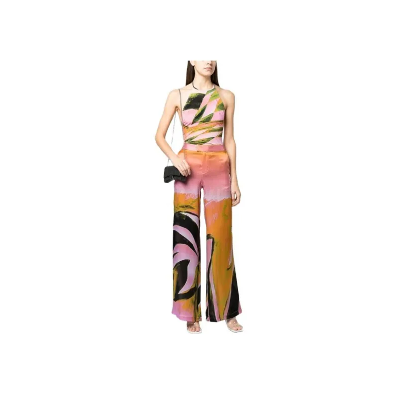 Louisa Ballou All over Graphic Print Silk Trousers-1