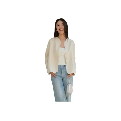 NAWEI 라이트 베이지 카멜 여성 크롭 코트