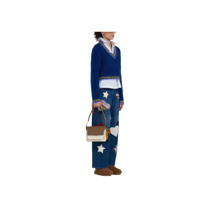 MARNI Long Sleeve V Neck Sweater 'Royal'-1