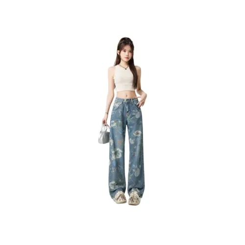 FaLeeOn 블루 여성 청바지