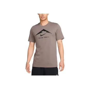 Nike Dri Fit SS25 Men's Trail Running T Shirt T Shirt Men's Gray Brown
