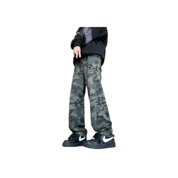 SUNSETMONENT Jeans Unisex Camouflage Army Green