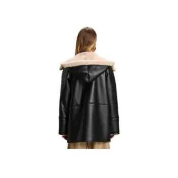 FENHONGMALI Jackets Coats Women's Oatmeal/Black