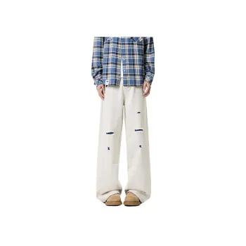 T IRA Jeans Unisex Blue Yarn White Cow