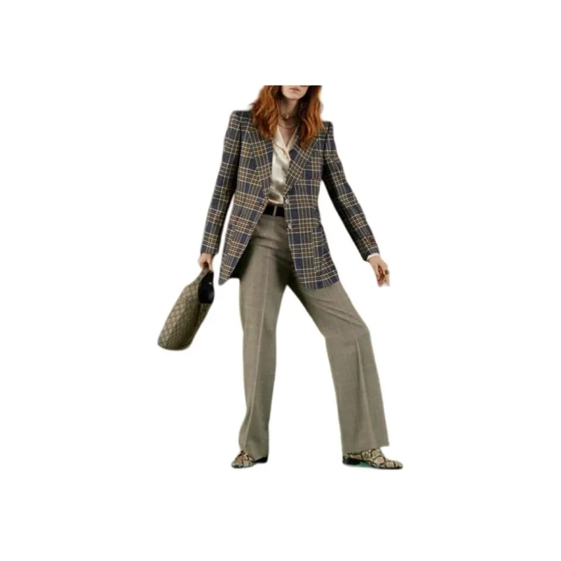 GUCCI Single Breasted Check Blazer-2