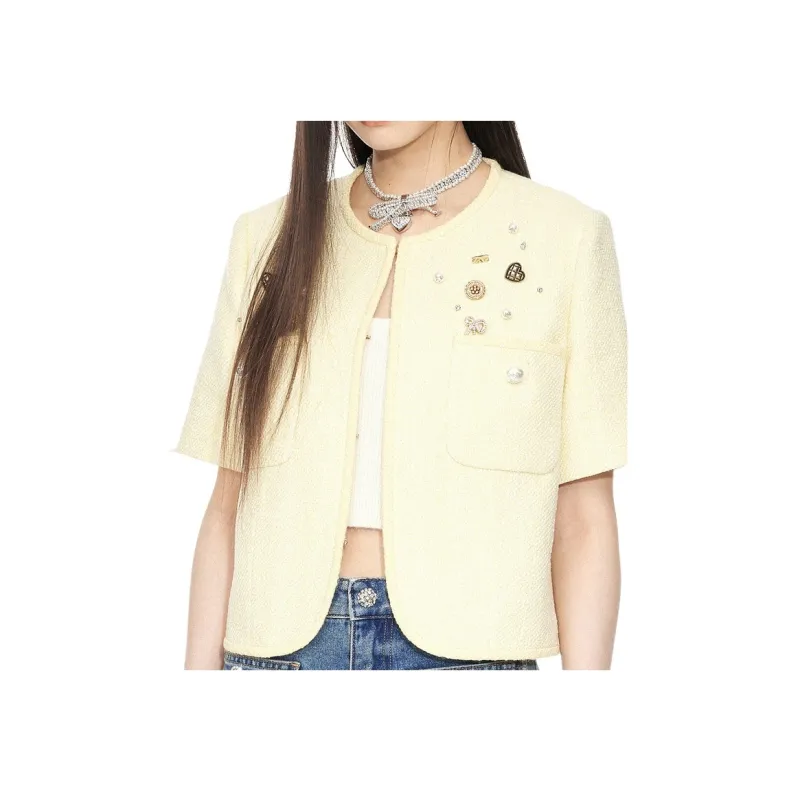 D'zzit Cropped Coats Women's Light Yellow-2