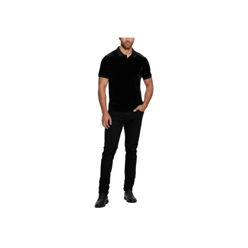 GUESS Rio Liquid Velvet Polo Polo Shirt Men's Black-2