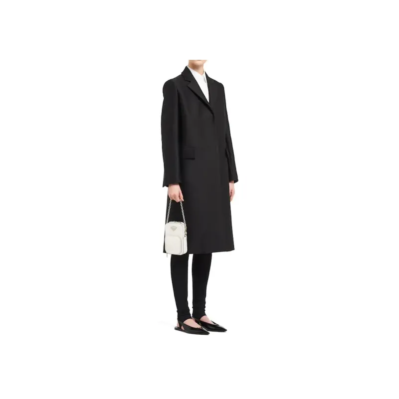 PRADA Leather One Shoulder Handbag, Crossbody Bag Mini Women's White-3