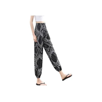Cypress House Casual Pants Women's Black With White Floral