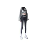 Gray-Ankle-Length Crisscross Waist Compression Yoga Pants