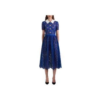 Self portrait Short Sleeved Dress Women's Navy Blue