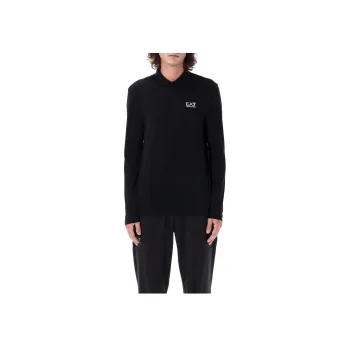 EMPORIO ARMANI Logo Printed Long Sleeved Polo Shirt