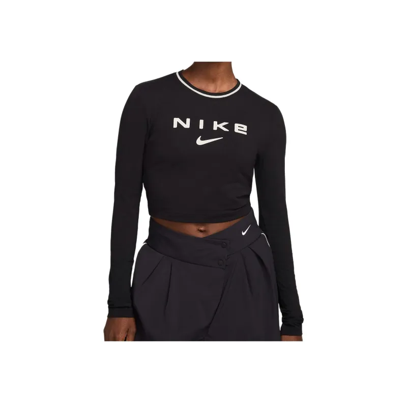 Nike Sportswear Chill Knit Women's Slim Long Sleeve Cropped Graphic T Shirt-0