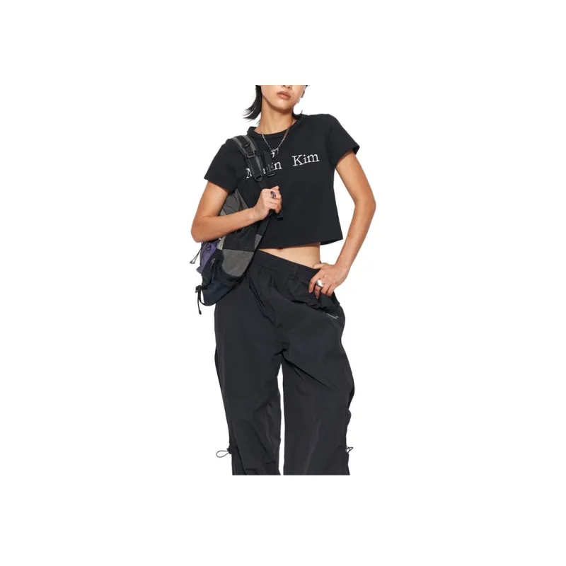 MATIN KIM Women's Logo Crop Top Black-3