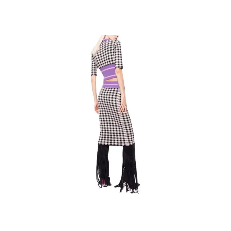 PINKO Casual Long Skirts Women's Black White-4