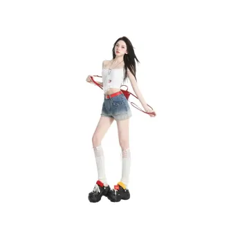 HELEH Denim Shorts Women's Vintage Blue