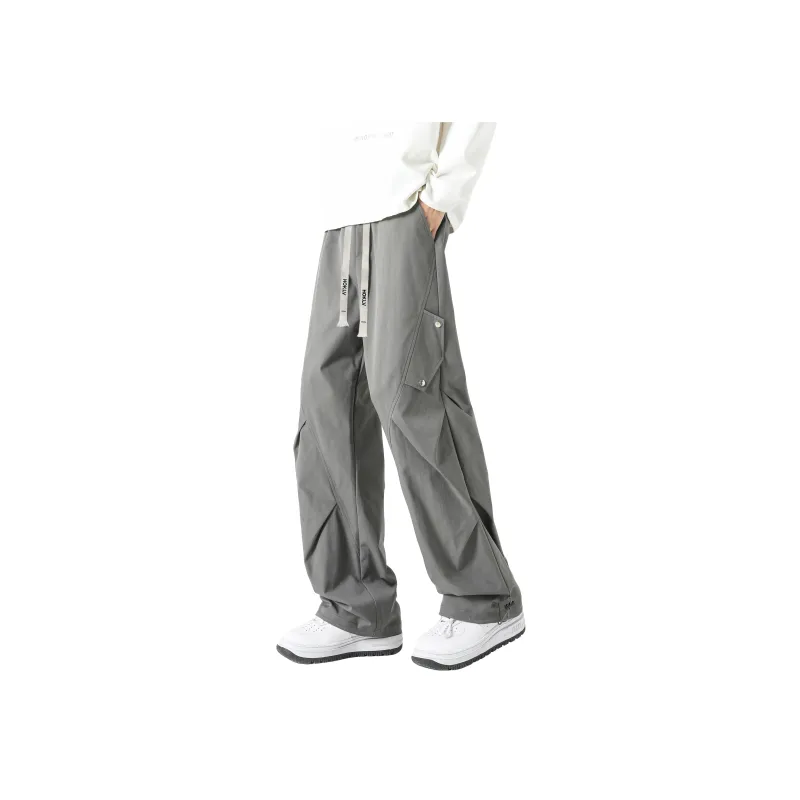 HOKLV Casual Pants Unisex Greige-9