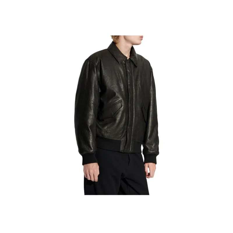 SAINT LAURENT Leather Bomber Jacket-2