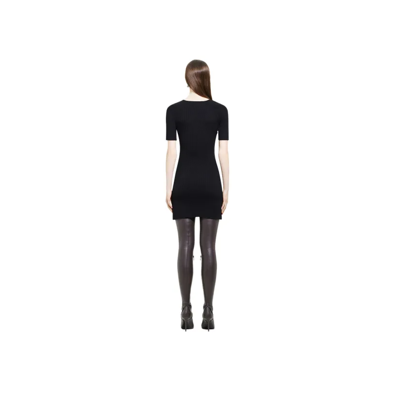 COURREGES Mini Slash Rib Knit Flared Dress-2