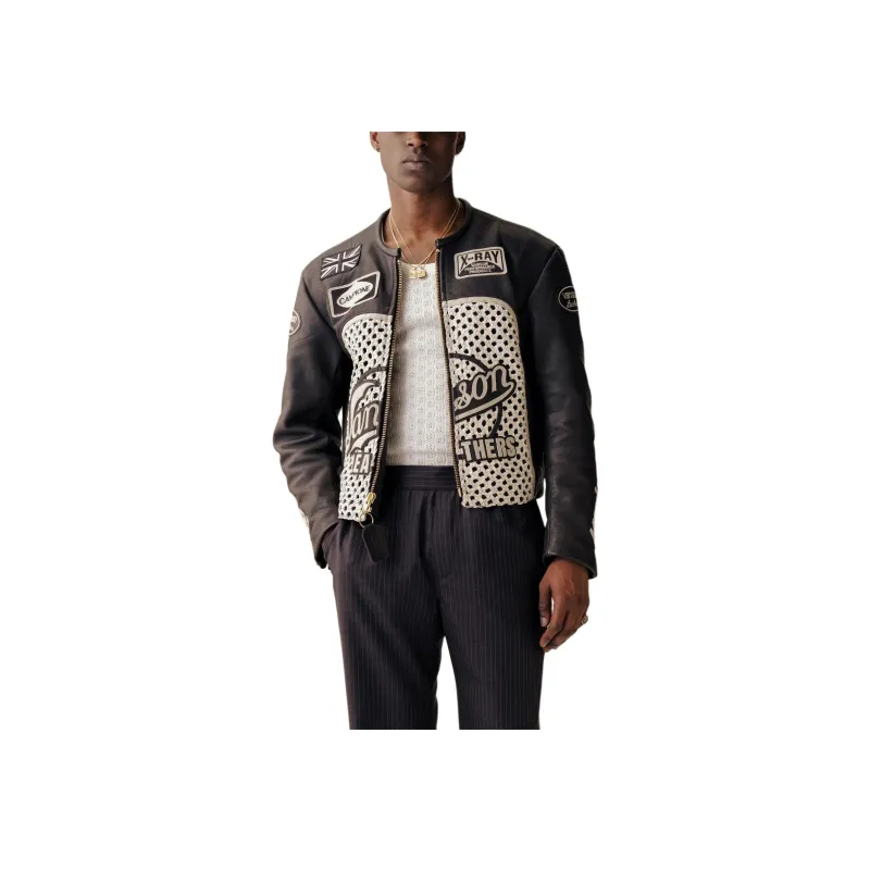 AIME LEON DORE Vanson Raffia Leather Jacket-2