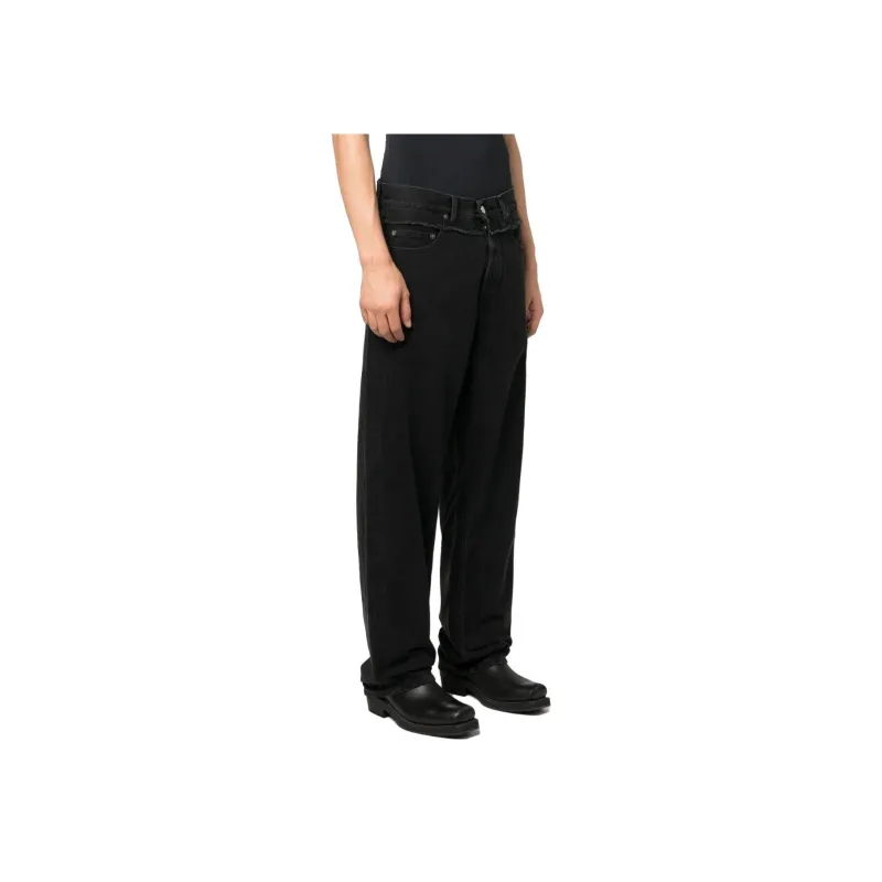 AMBUSH Frayed trim Loose Jeans-4